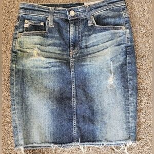AG  The Erin Distressed Denim Pencil Skirt